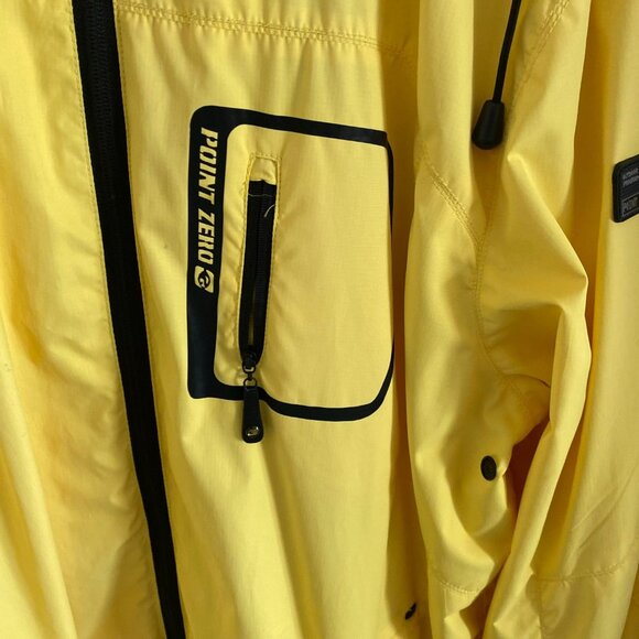 Point Zero Windbreaker Men Women Jacket Yellow/Black Pockets Zipper Hood Size L - Picture 4 of 9